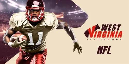 NFL betting West Virginia with player 11 running with a football with stadium in the background
