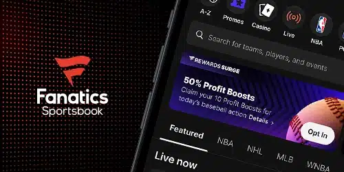 Fanatics bonus banner showing mobile app on a phone screen